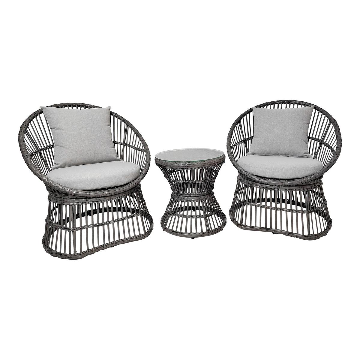 BALKONSET Natal Grau B: 48 cm - Grau, MODERN, Holz/Kunststoff (48/76/64cm) - Gardenson