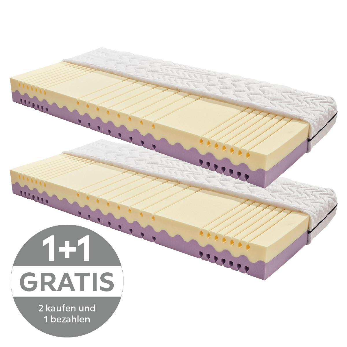 Kaltschaummatratze Two-In-One 90x200cm  fest/mittelfest - Weiß, MODERN, Textil (90/200cm) - Livetastic