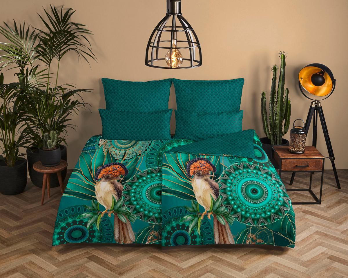 Bettwäsche Damali 140x200 Cm Grün Dunkelgrün - Dunkelgrün/Grün, LIFESTYLE, Textil (140/200cm)