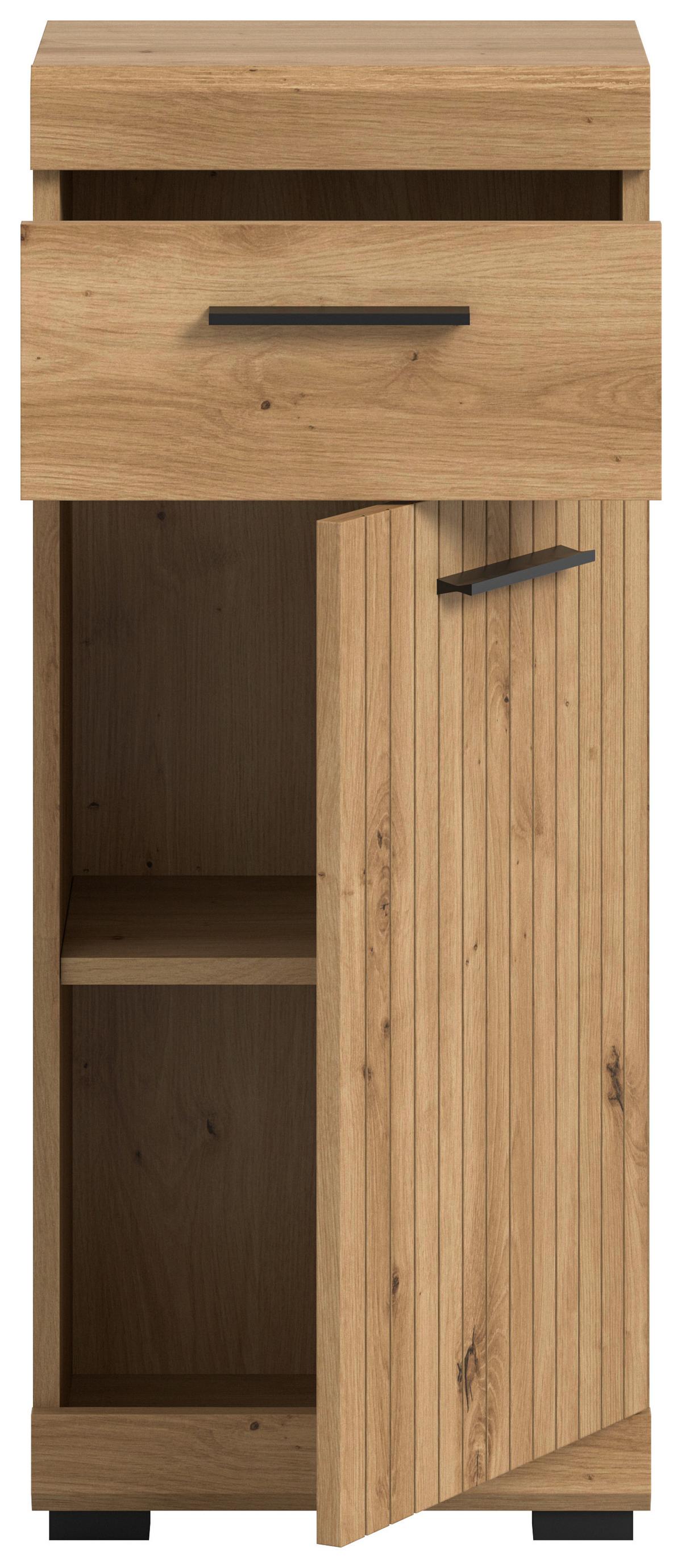 Midischrank Scout Eiche Artisan Dekor B: 37cm - Schwarz/Eiche Artisan, Trend, Holzwerkstoff (37/88/31cm) - MID.YOU