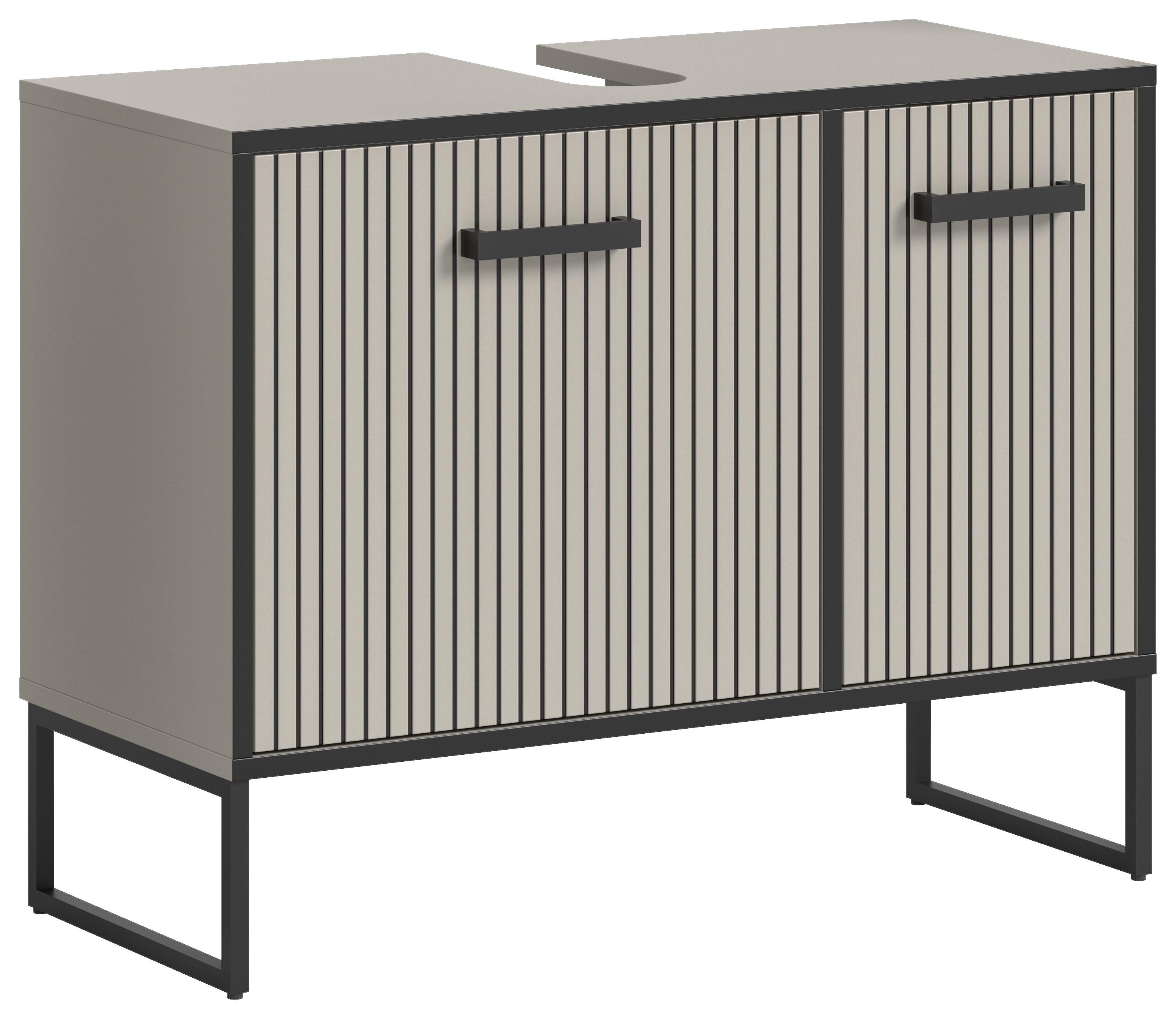 Waschbeckenunterschrank Bagno Kaschmir B: 80 Cm - Kaschmir/Schwarz, MODERN, Holzwerkstoff (80/63/36cm) - MID.YOU