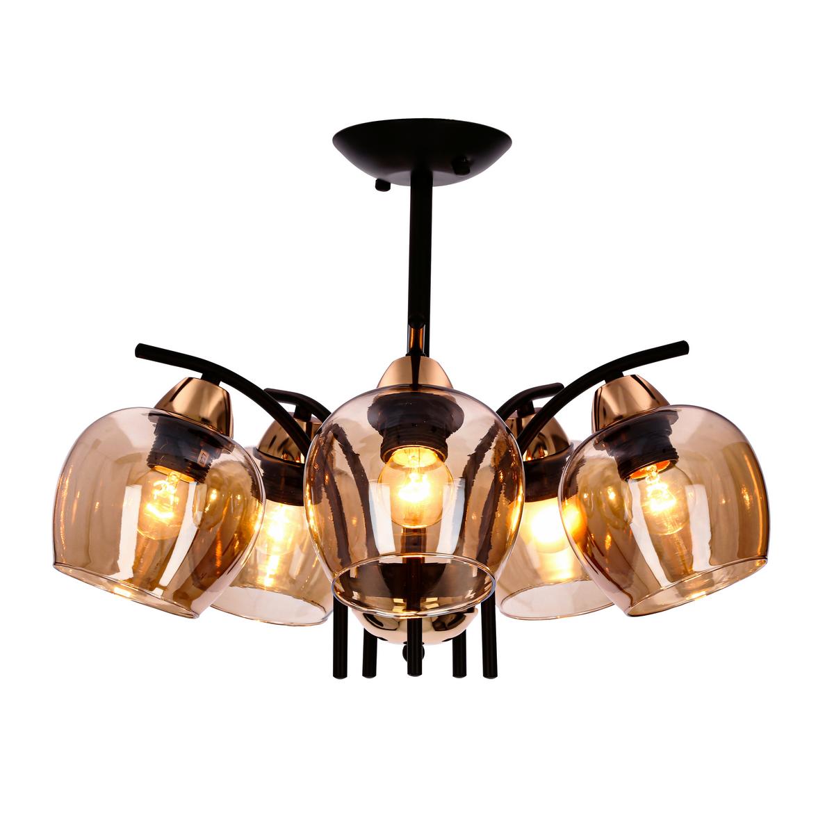 PENDELLEUCHTE 35-35325 mERRA - Bernsteinfarben/Schwarz, KONVENTIONELL, Metall (48/48/36cm)