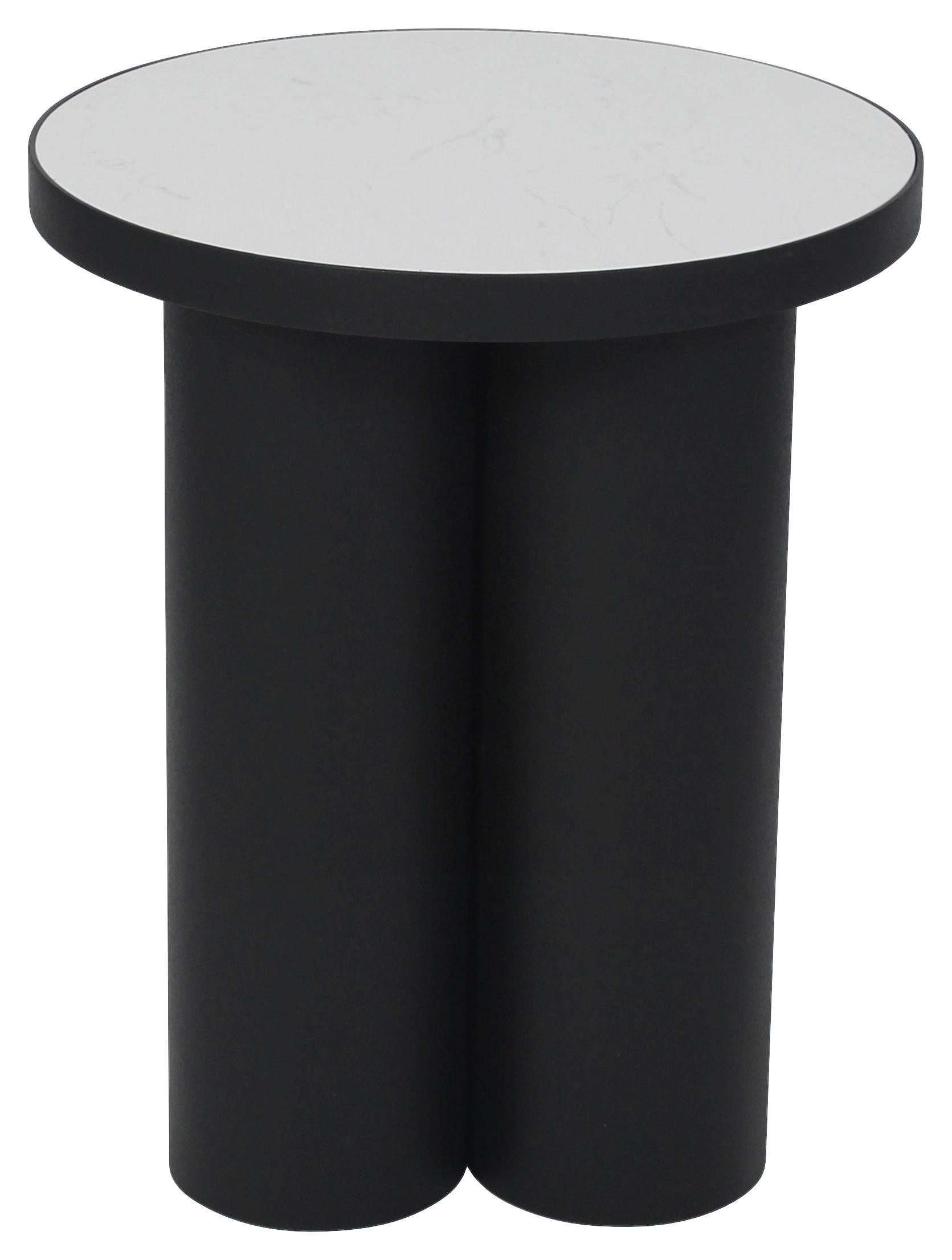 PRÍRUČNÝ STOLÍK LYON -TREND- - čierna/biela, Modern, kov/kameň (41/50cm) - Premium Living