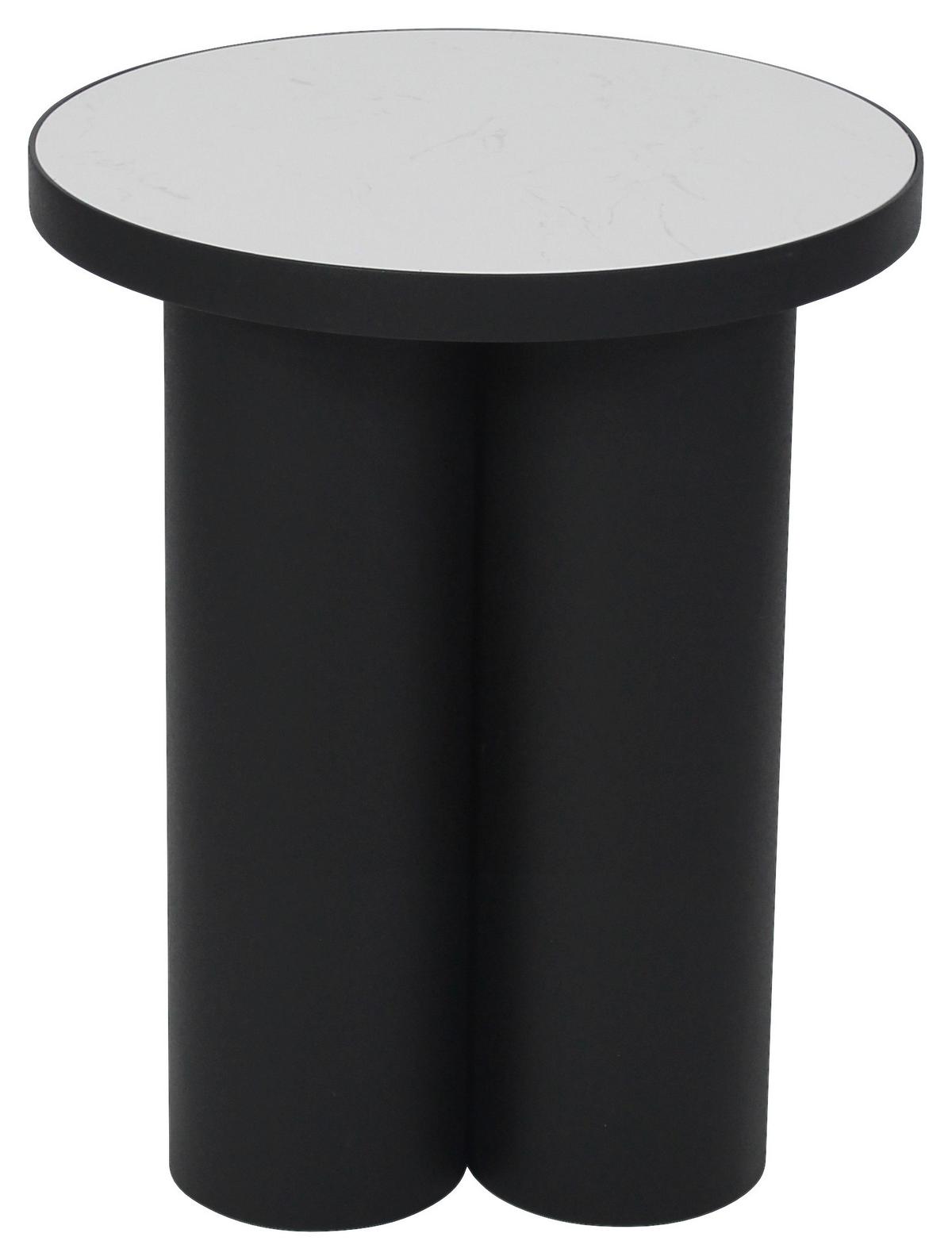 ODKLÁDACÍ STOLEK LYON -TREND- - bílá/černá, Moderní, kov/kámen (41/50cm) - Premium Living