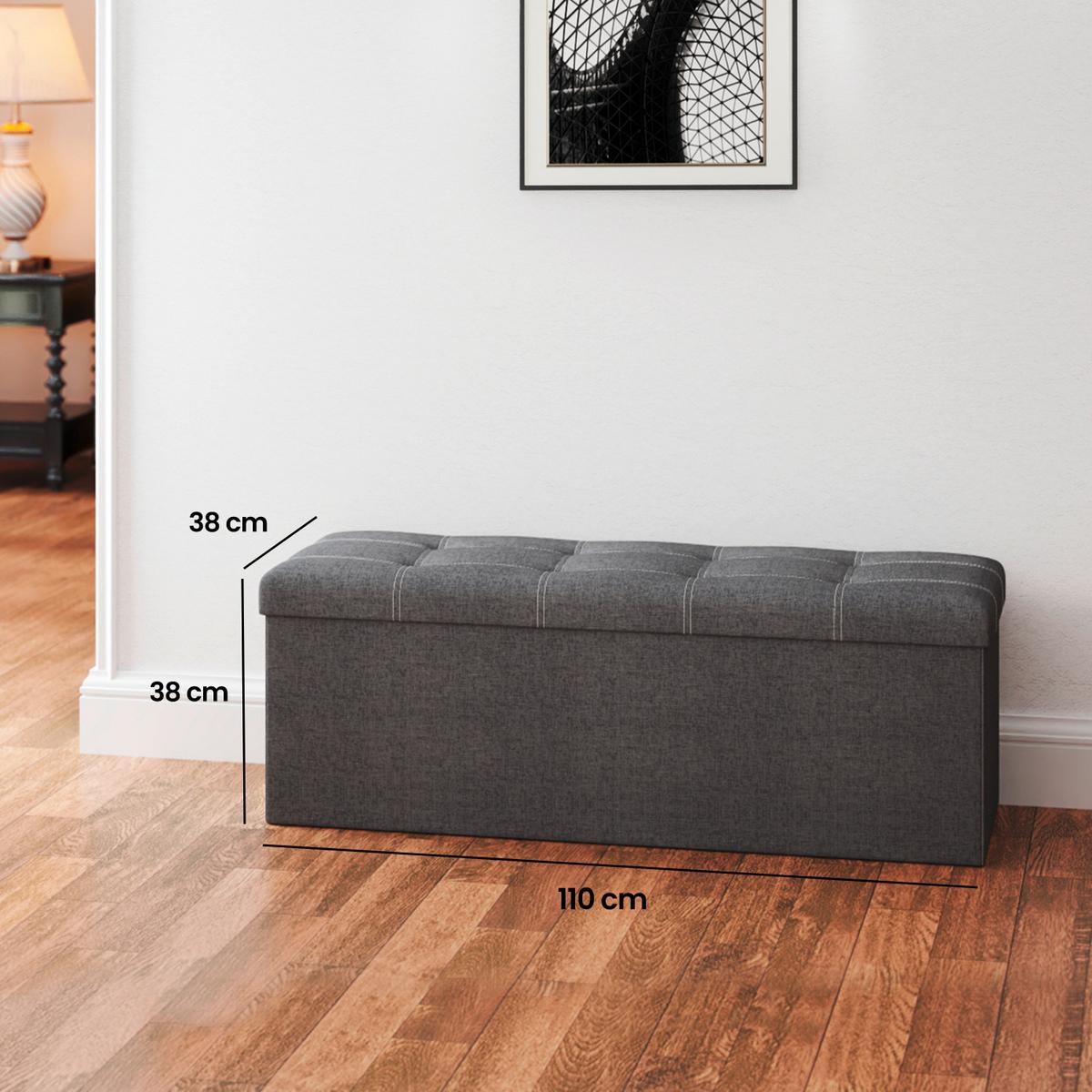 Sitzbox Grau B: 110 cm - Grau, Basics, Holzwerkstoff/Textil (110/38/38cm)