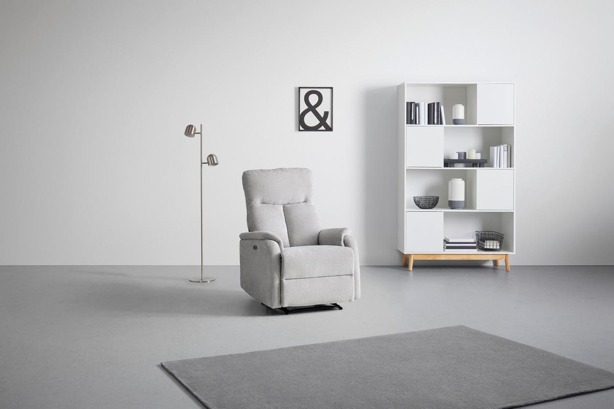 Relaxační křeslo JOHNSY, sv.šedá - černá/světle šedá, Moderní, kov/textil (75/106/91cm) - Mömax