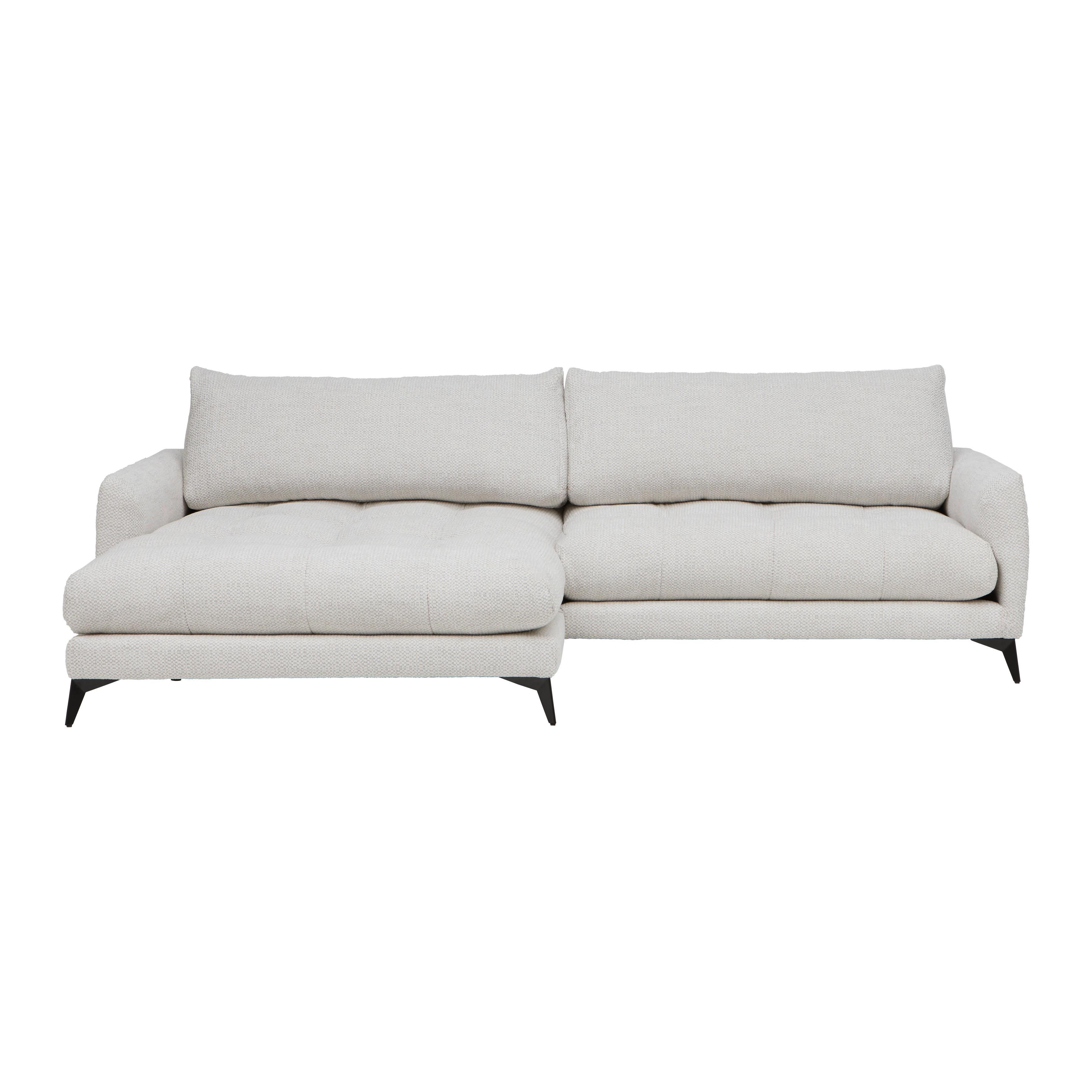 Rohová sedačka BRUCE, ľavá, sivobiela - čierna/sivobiela, kov/textil (161/61-85/273cm) - Mömax