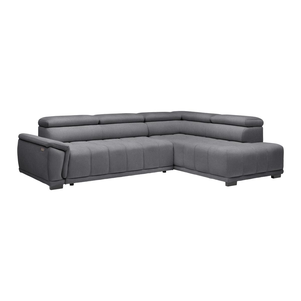 Rohová sedačka GRINALDI, pravá, modrosivá - čierna/modrosivá, Modern, textil/plast (283/206cm) - Premium Living