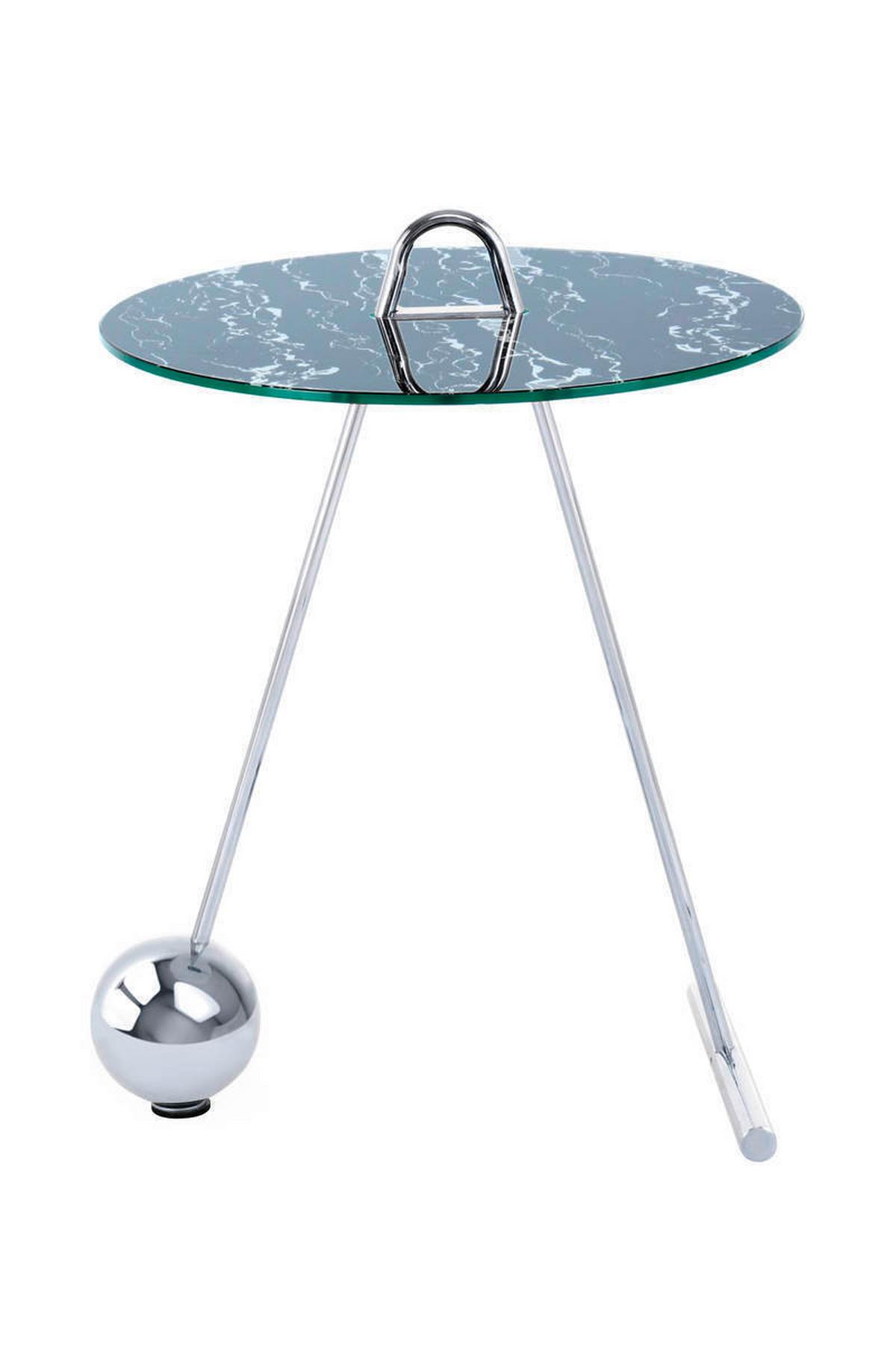 Beistelltisch Pendulum Schwarz/silberfarben - Silberfarben/Schwarz, Basics, Glas/Metall (46/46/60cm) - Kayoom