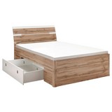 Bett Mars 140x200 Weiß/Wildeiche - Eichefarben/Weiß, MODERN, Holzwerkstoff (140/200cm)