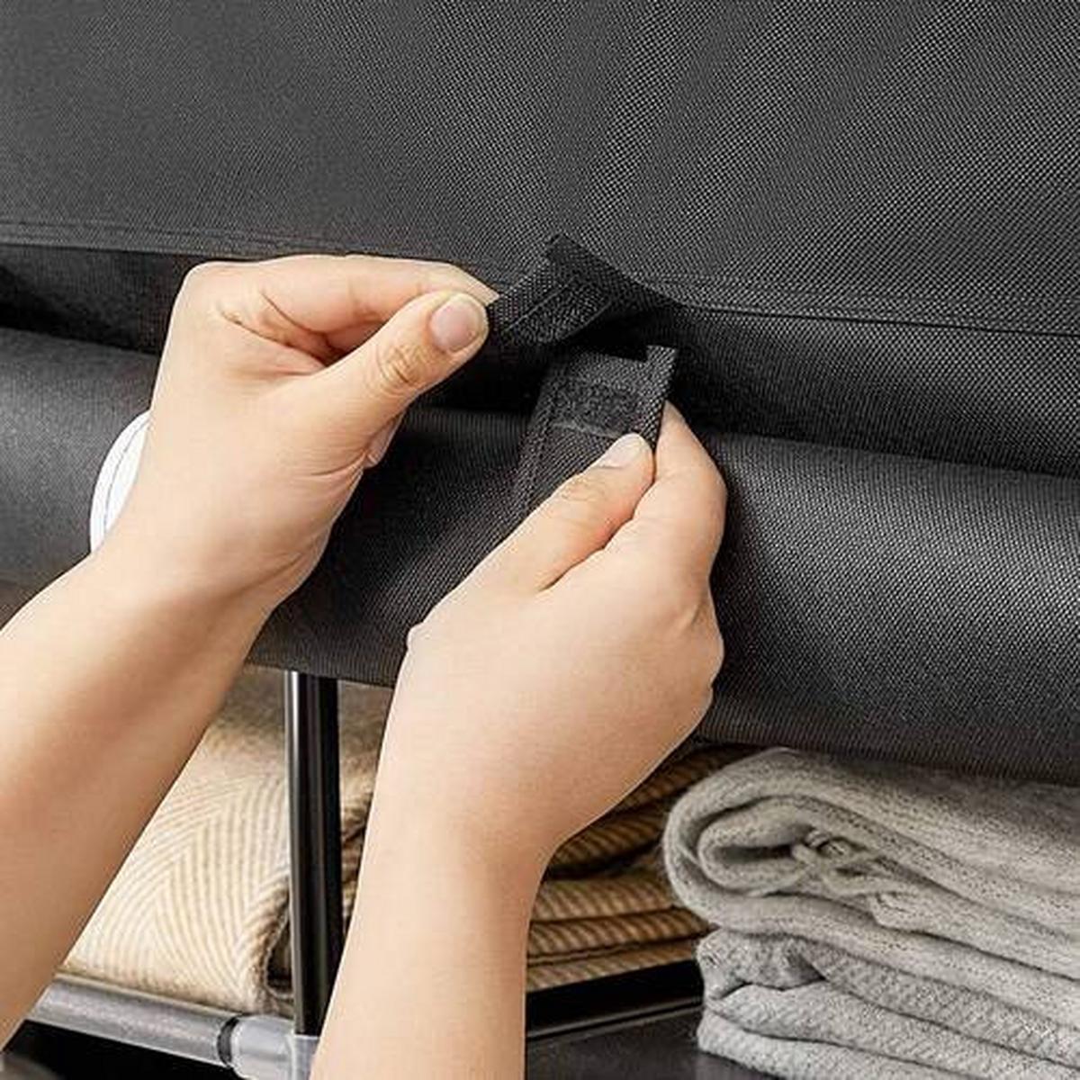 Stoffschrank B: 150 Cm Schwarz - Schwarz, Trend, Kunststoff/Textil (150/175/45cm) - Boxxx