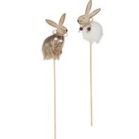 Dekor Pálca Bunny - barna/fehér, Konventionell, textil/fa (31cm) - Ondega