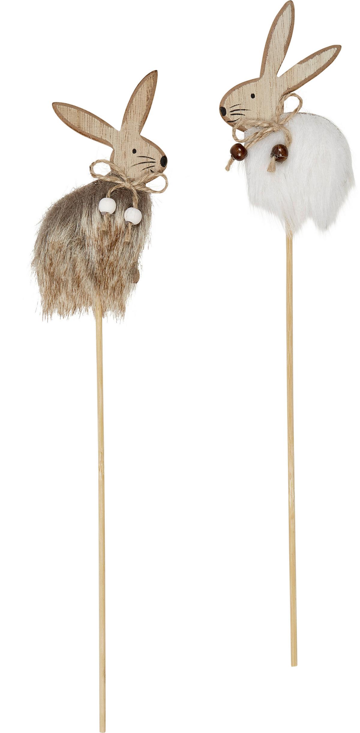 Dekor Pálca Bunny - barna/fehér, Konventionell, textil/fa (31cm) - Ondega