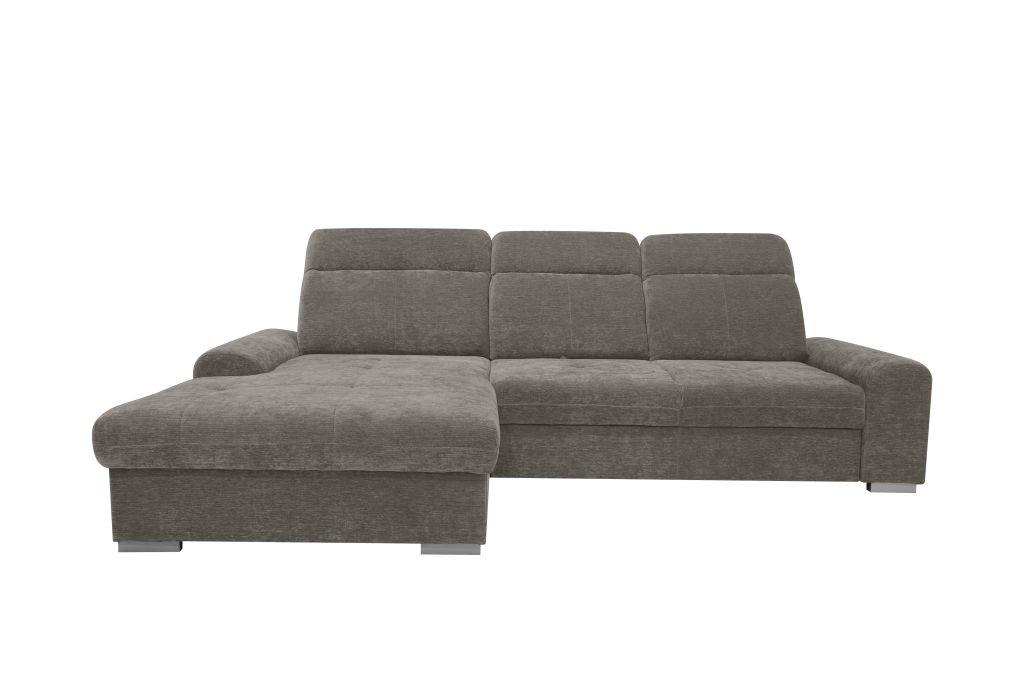 Rohová sedačka MALAGA, levá, šedohnědá žinylka - barvy chromu/šedohnědá, Konvenční, kov/dřevo (203/286cm) - Ondega