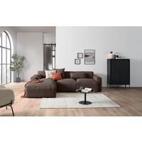 Ecksofa Pearl - Schwarz/Mokka, Design, Textil (196/303cm) - Livetastic