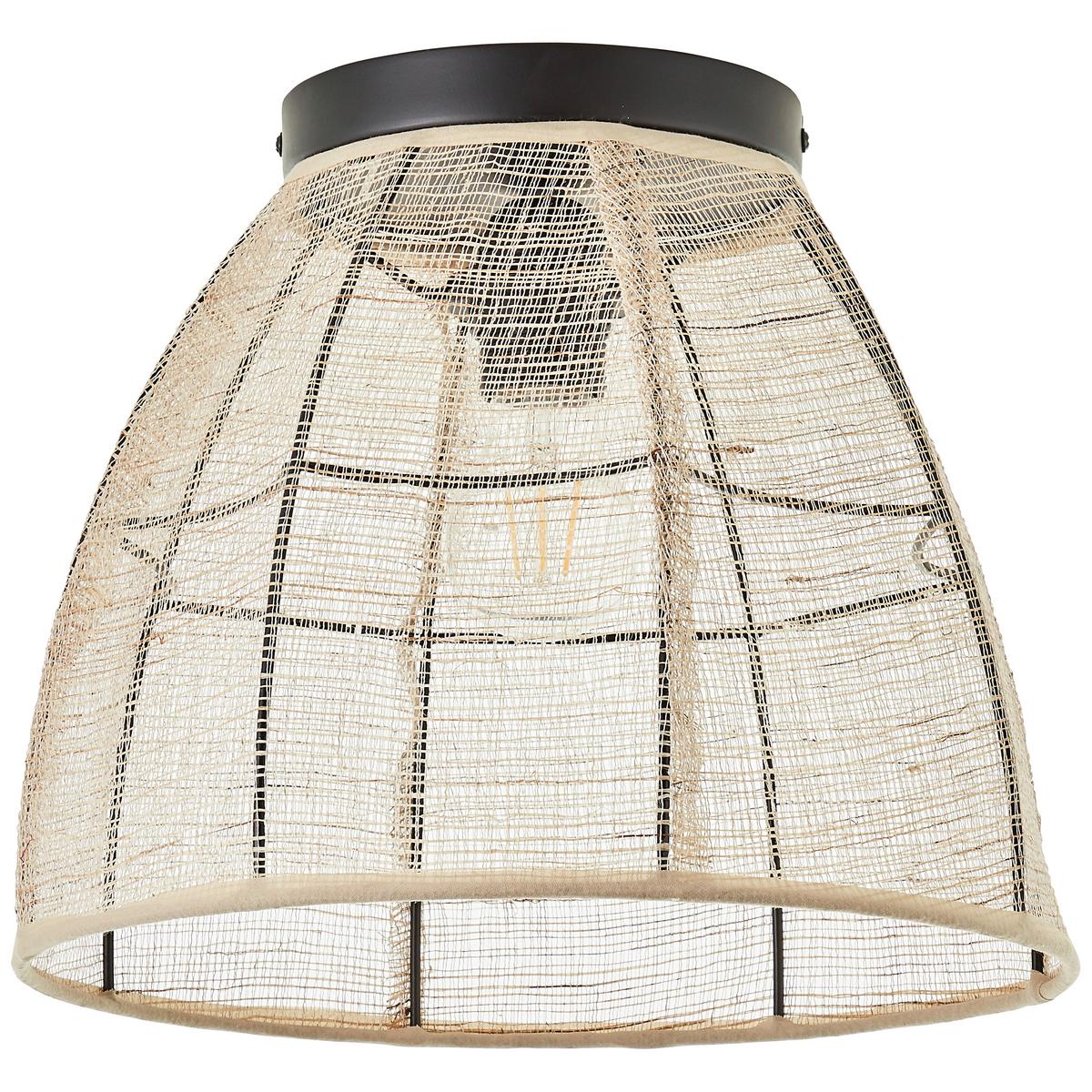 Deckenleuchte Tanah Ø 32 cm 1-Flammig - Schwarz/Naturfarben, KONVENTIONELL, Textil/Metall (32/25cm) - Brilliant