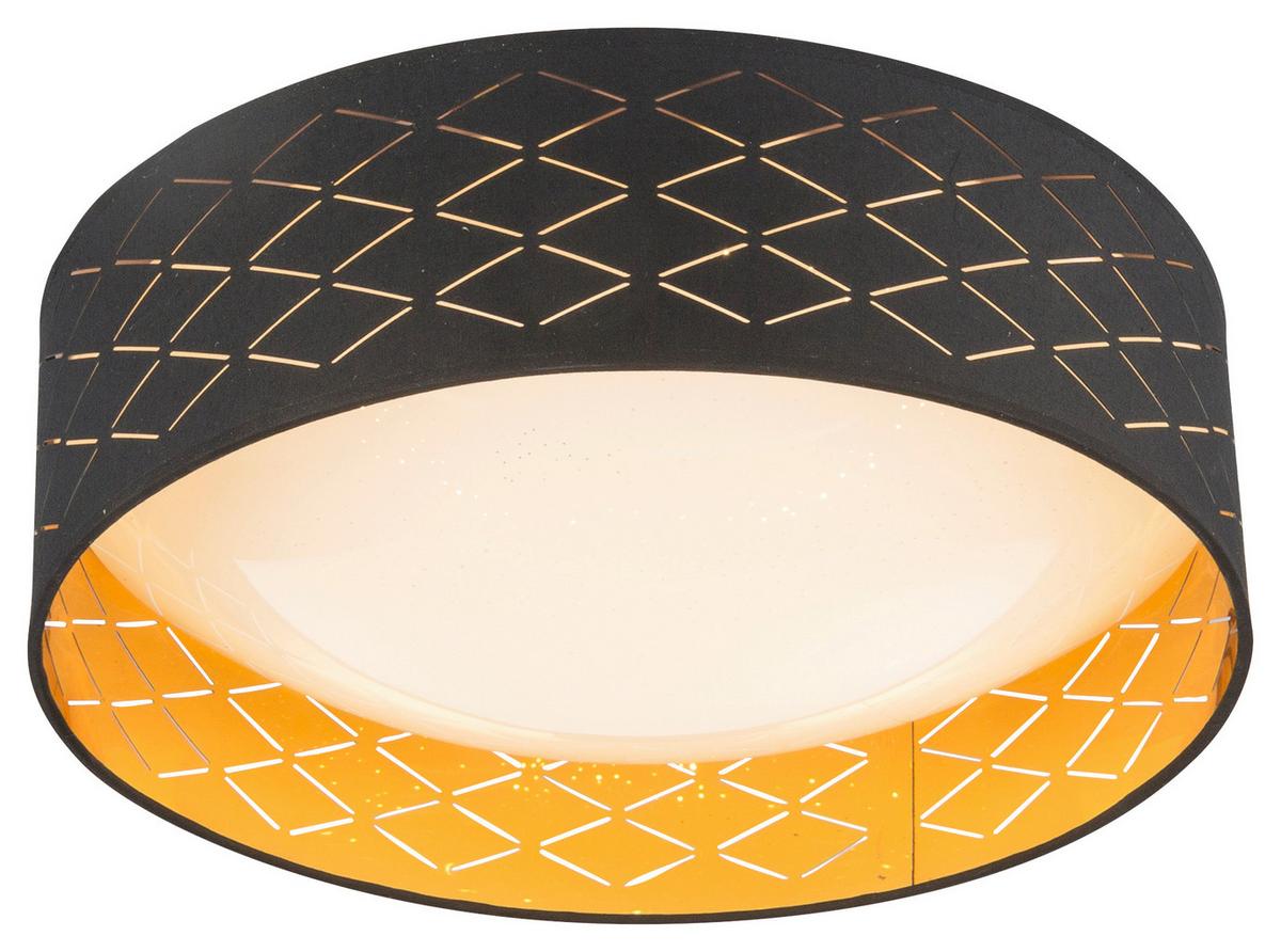 Led-deckenleuchte Ø 40 Cm Rund - Goldfarben/Schwarz, KONVENTIONELL, Textil/Metall (40/12cm) - Globo