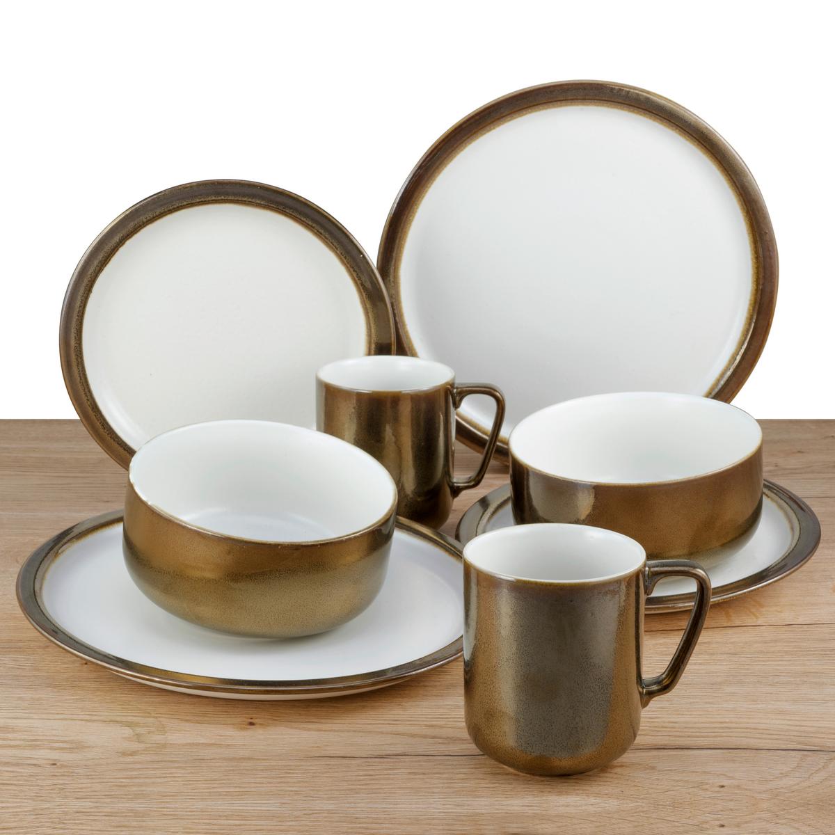 Kombinovaný servis 8- dielny - biela/zlatá, keramika (30/30/29cm) - Creatable