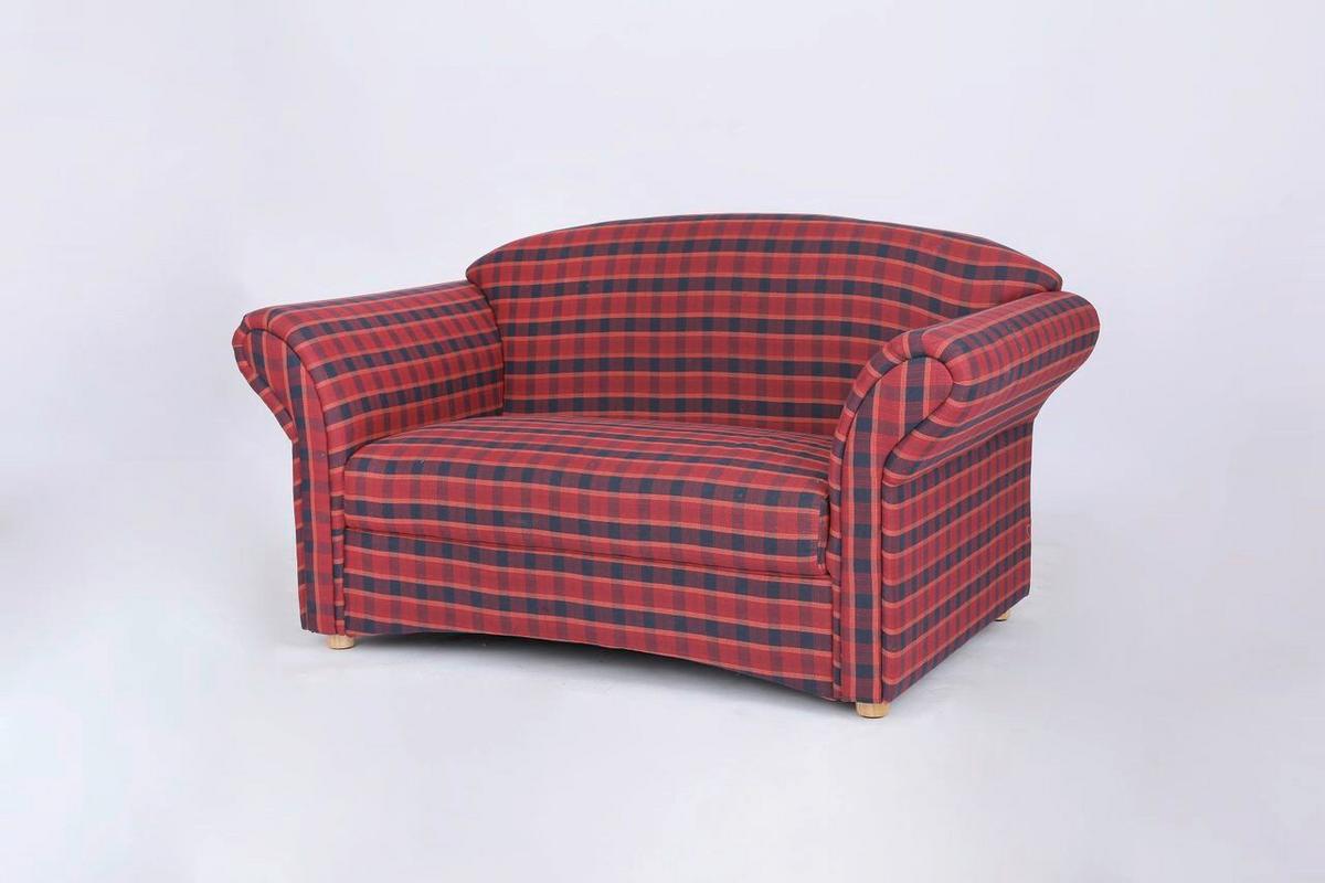 2-Sitzer Sofa Loretta rot kariert, 204x83x85 cm - Bordeaux, Basics, Holz/Textil (204/83/85cm)