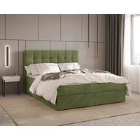 Boxbett Oslo mit Topper 140x200 - Dunkelgrün/Schwarz, MODERN, Holz/Kunststoff (140/200cm) - Livetastic