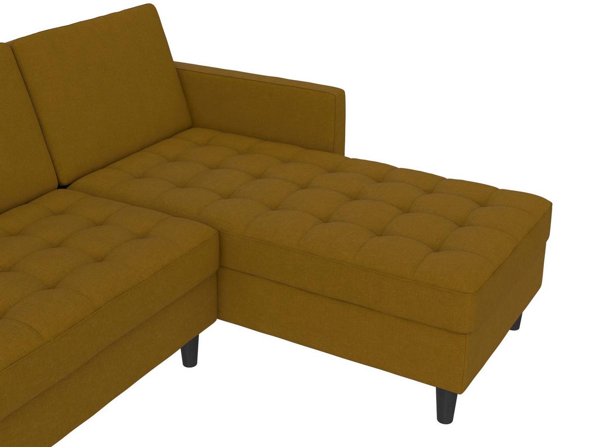 Ecksofa Palermo Currygelb, mit Stauraum - Currygelb/Schwarz, Basics, Textil (213/154cm) - Livetastic