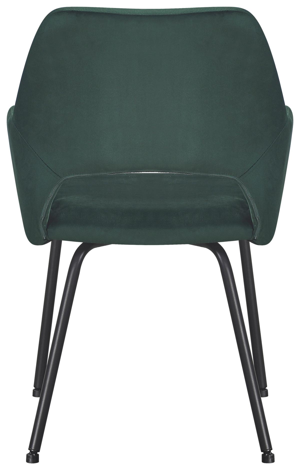 Armlehnstuhl Jonny Cord Moosgrün, B: 58 Cm - Schwarz/Grün, KONVENTIONELL, Textil/Metall (58/86/59cm)