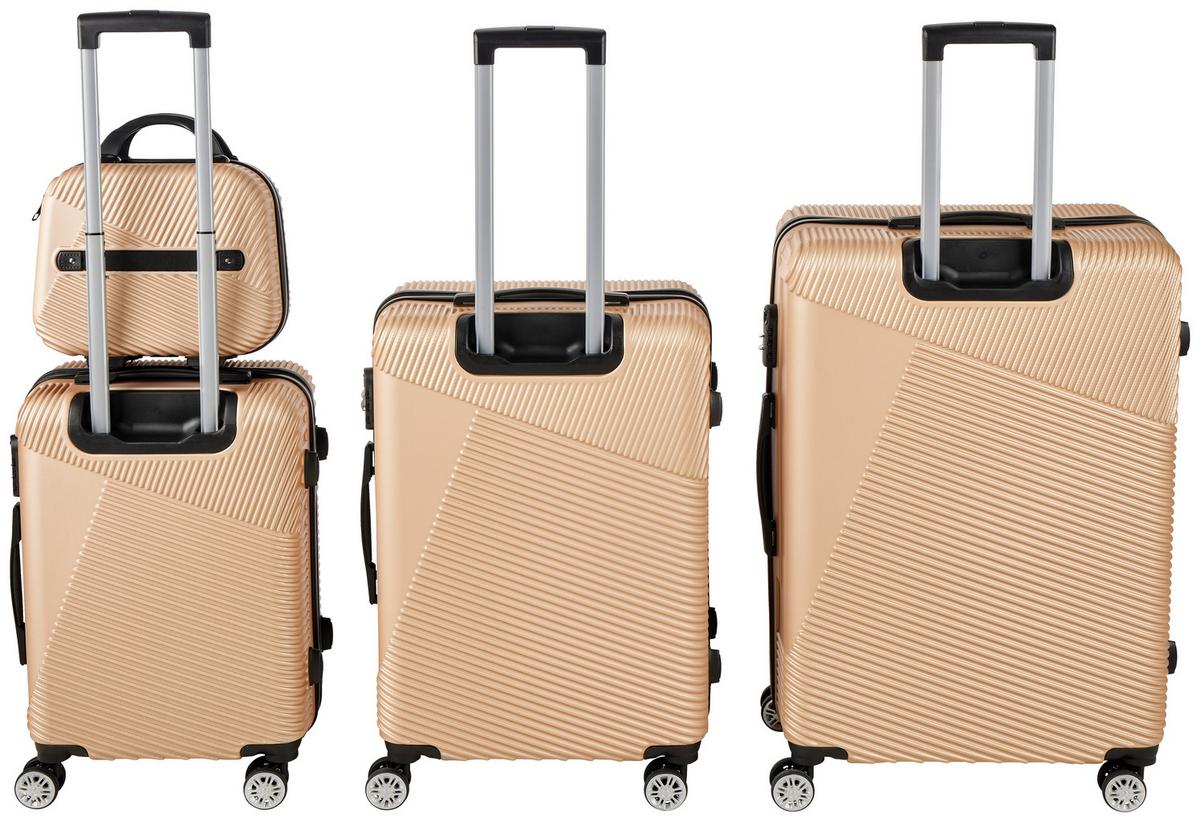 Reisekoffer 4-tlg. New York 4 Rollen Hartschale - Goldfarben, Basics, Kunststoff/Textil (32-48/25-75/16-29cm) - Luca Bessoni