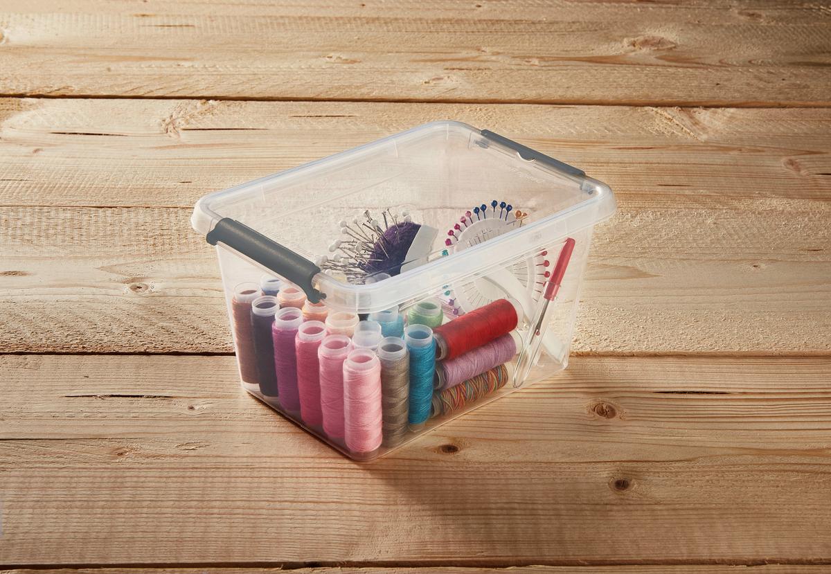 Aufbewahrungsbox Mit Deckel Mila 2l, 15x11,5x19,5 Cm - Transparent/Schwarz, KONVENTIONELL, Kunststoff (15/11,5/19,5cm) - Homezone