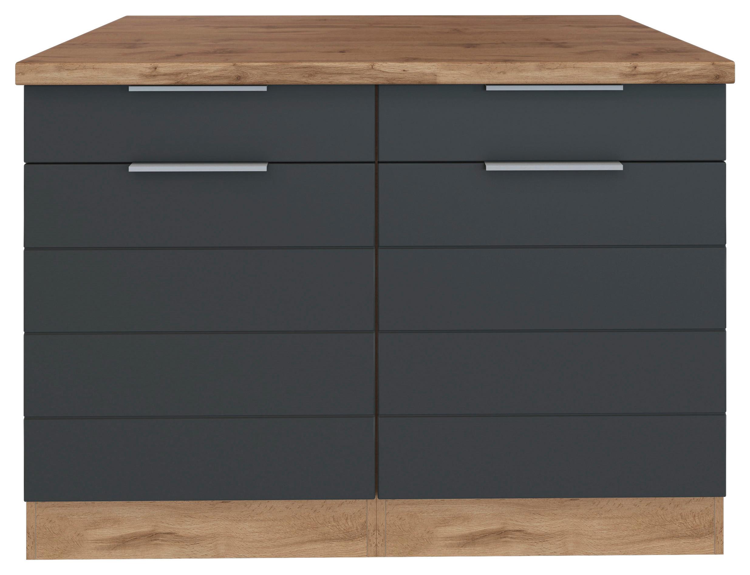Küchenunterschrank Florenz B: 120 cm Grau/Eichefarben - Eiche Wotan/Grau, Design, Holzwerkstoff (120/86/60cm) - Held
