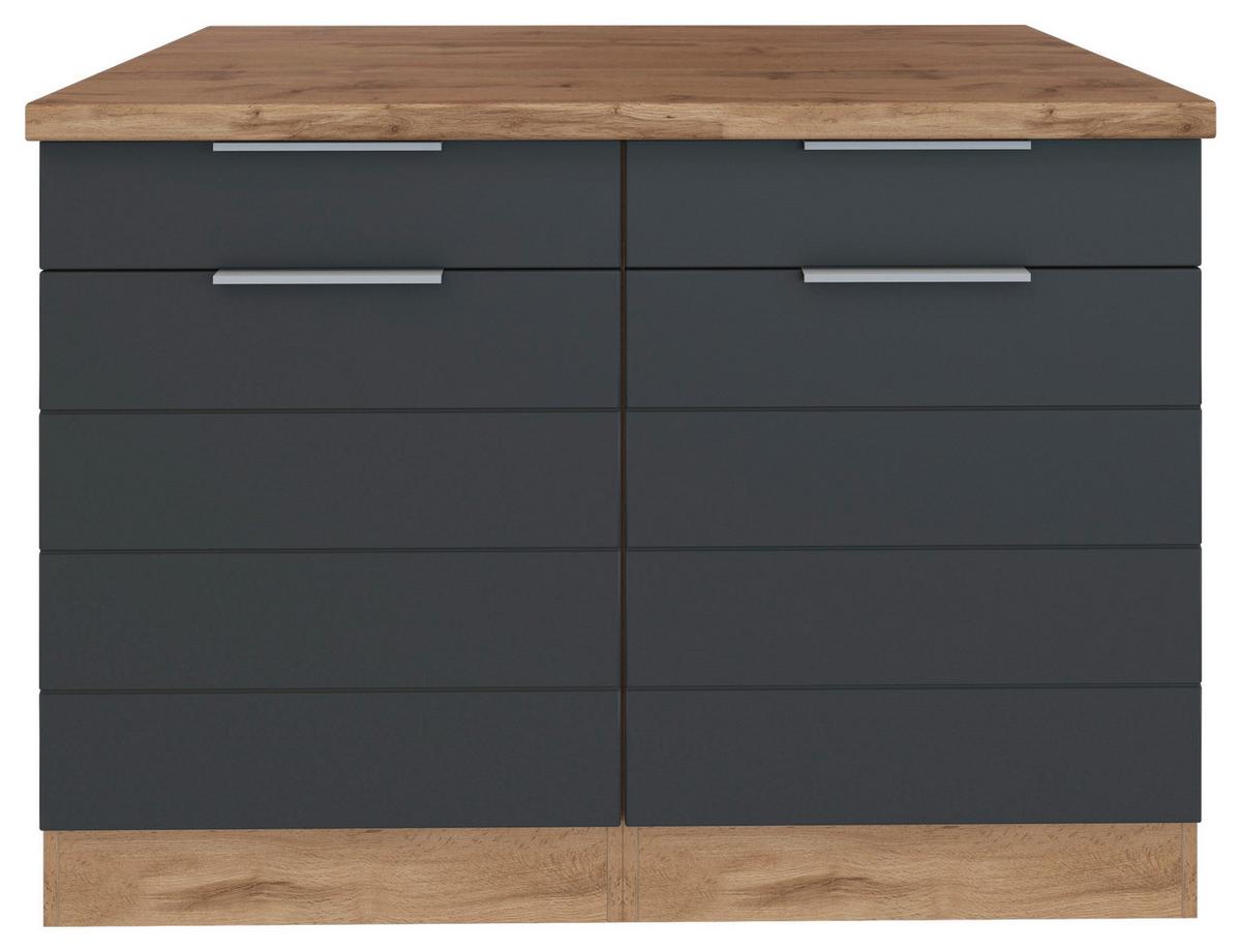 Küchenunterschrank Florenz B: 120 cm Grau/Eichefarben - Eiche Wotan/Grau, Design, Holzwerkstoff (120/86/60cm) - Held