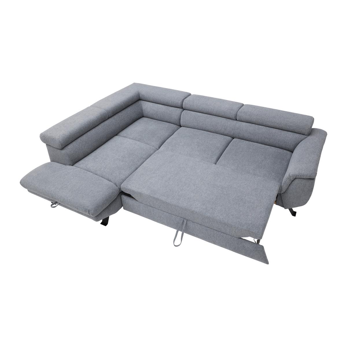 Sedací souprava RAVEN, levá, šedá, úložný prostor a lůžko - šedá/černá, Moderní, kov/textil (198/257cm) - Mömax