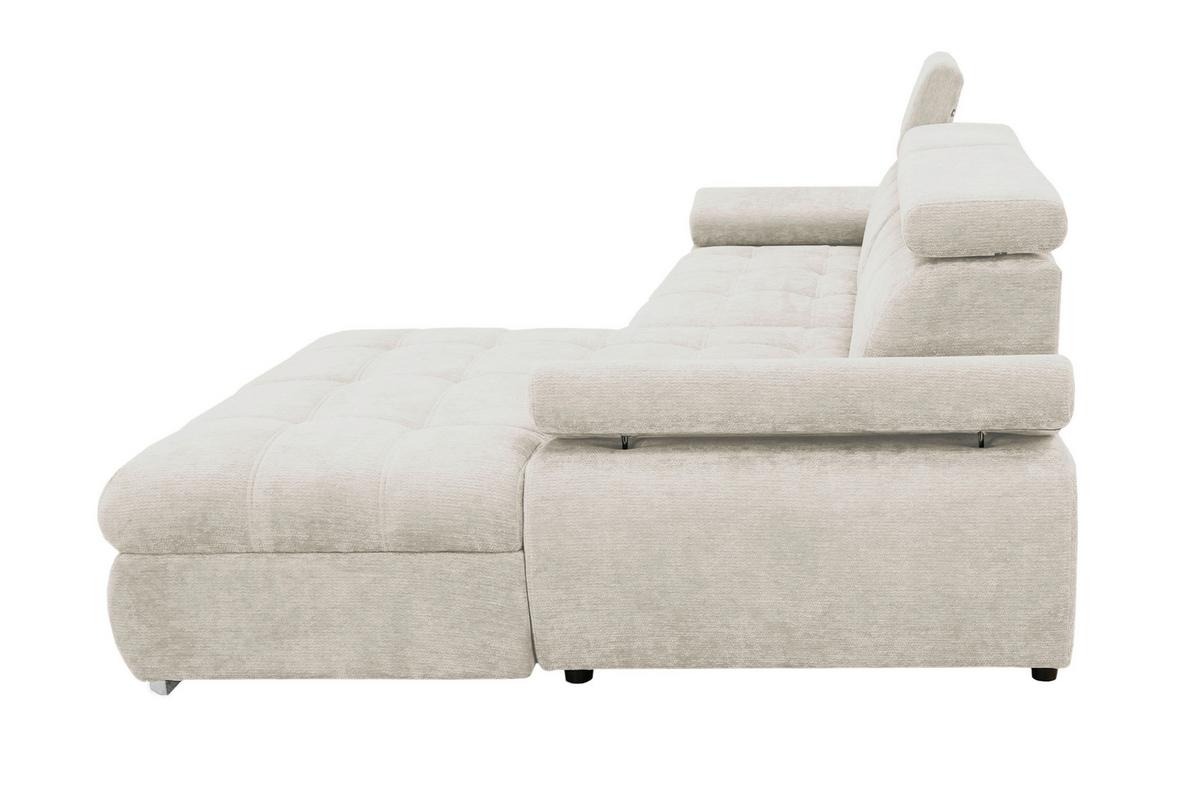 Rohová sedačka VEGAS, pravá, béžová žinylka - barvy stříbra/béžová, Design, dřevo/textil (294/173cm)