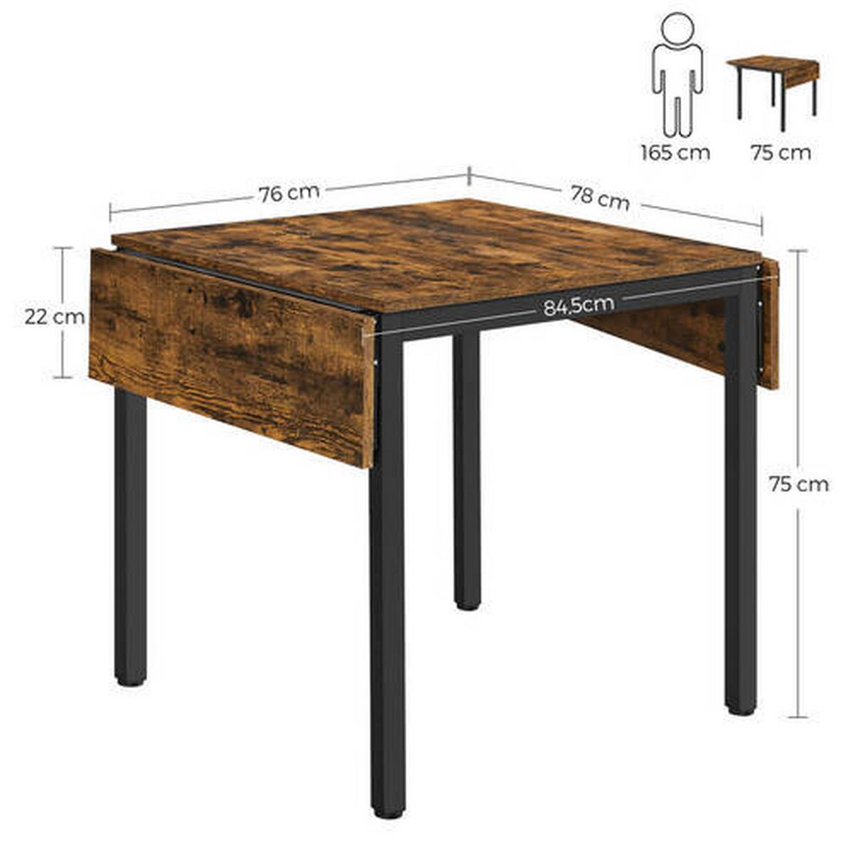 JEDÁLENSKÝ STÔL VASAGLE 85-120X78 - hnedá/čierna, Basics, kov/kompozitné drevo (85-120/78/75cm) - Boxxx