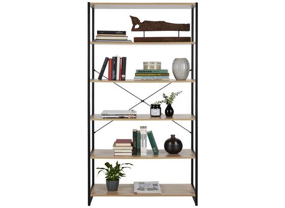 Regál Bono - čierna/dub sonoma, Moderný, kov/kompozitné drevo (95/180/35cm) - Modern Living Regál Bono - čierna/dub sonoma, Moderný, kov/kompozitné drevo (95/180/35cm) - Modern Living