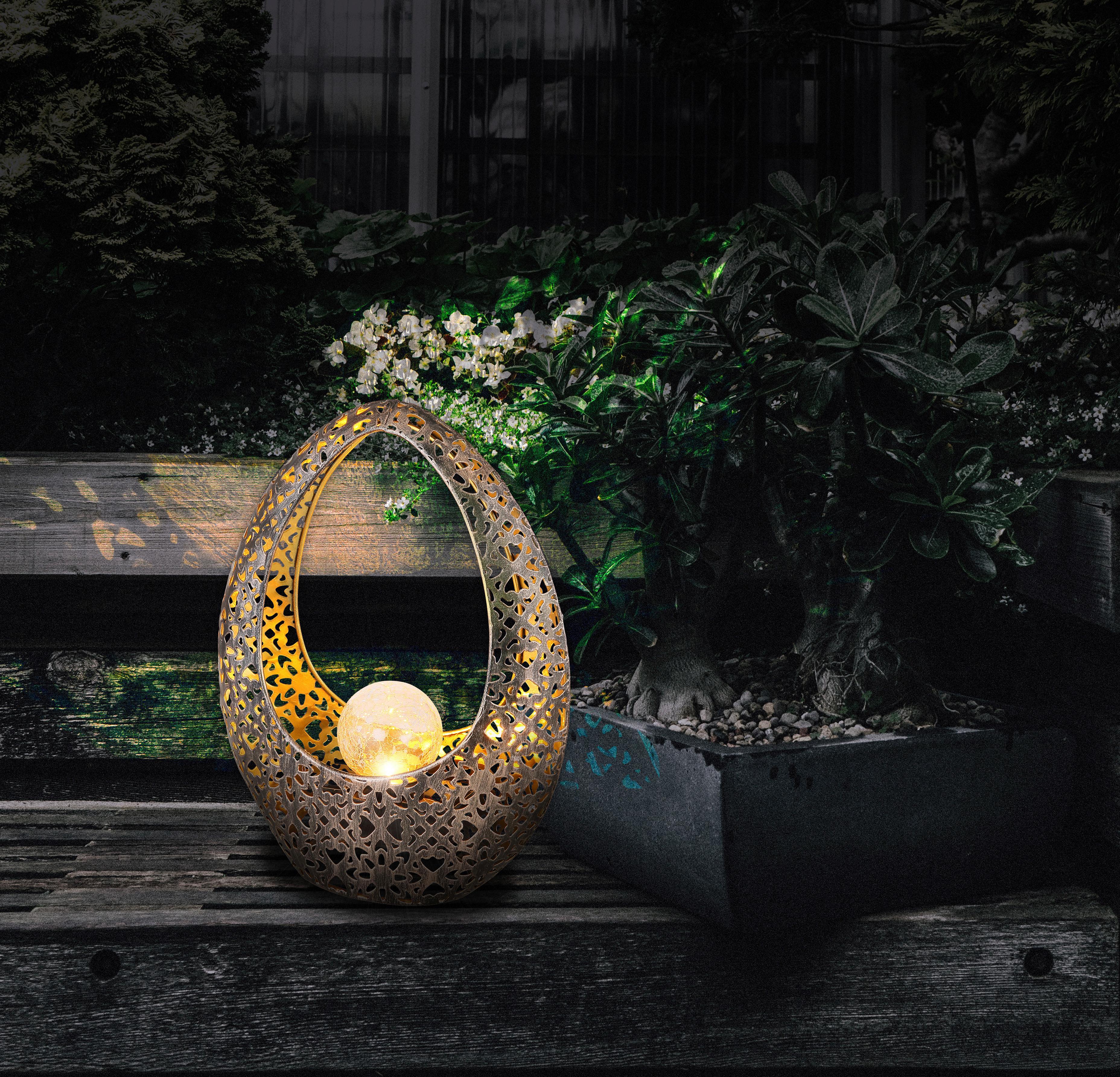 Solarleuchte 36528 - Klar/Goldfarben, Design, Glas/Metall (21,5/9,5/27,5cm) - Globo