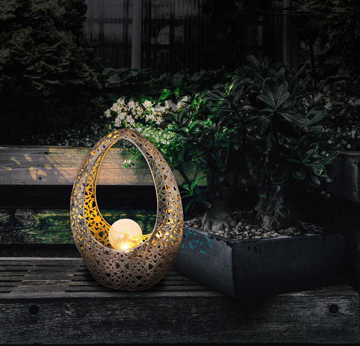 Solarleuchte 36528 - Klar/Goldfarben, Design, Glas/Metall (21,5/9,5/27,5cm) - Globo