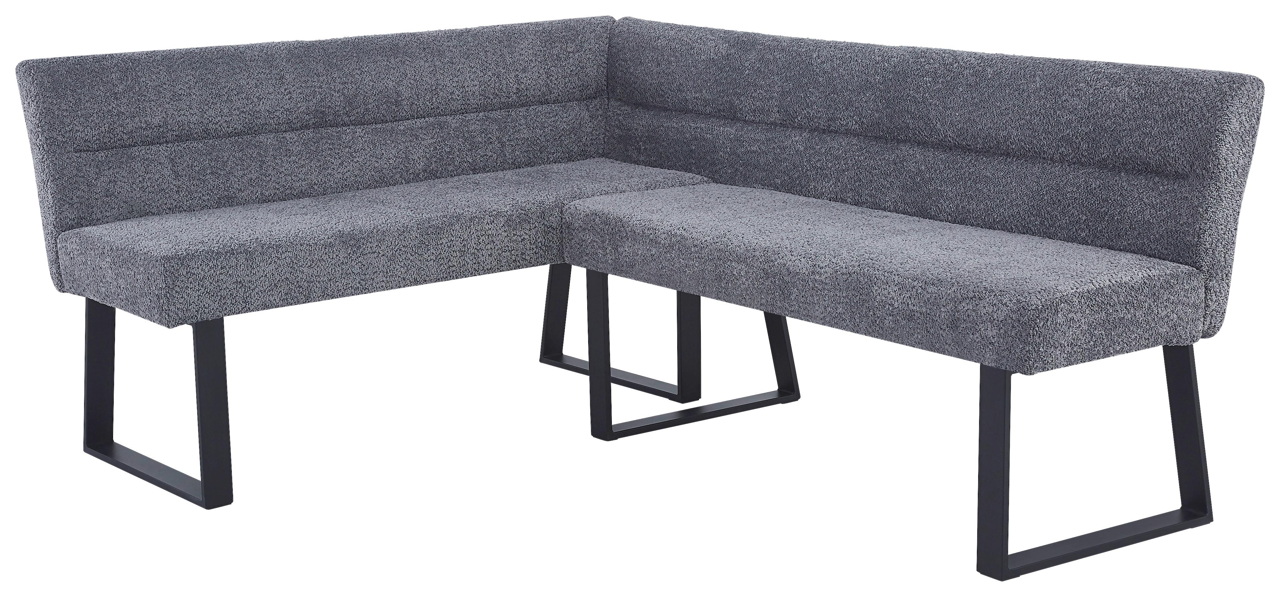 Eckbank Kea Leinenoptik Grau, S: 150x190cm - Schwarz/Grau, KONVENTIONELL, Textil/Metall (150/190cm) - MID.YOU