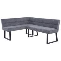 Eckbank Kea Leinenopt. Grau, S. 150x190cm - Schwarz/Grau, KONVENTIONELL, Textil/Metall (150/190cm) - MID.YOU