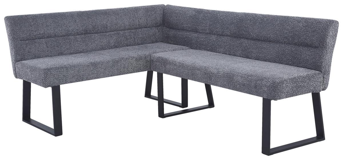 Eckbank Kea Leinenopt. Grau, S. 150x190cm - Schwarz/Grau, KONVENTIONELL, Textil/Metall (150/190cm) - MID.YOU