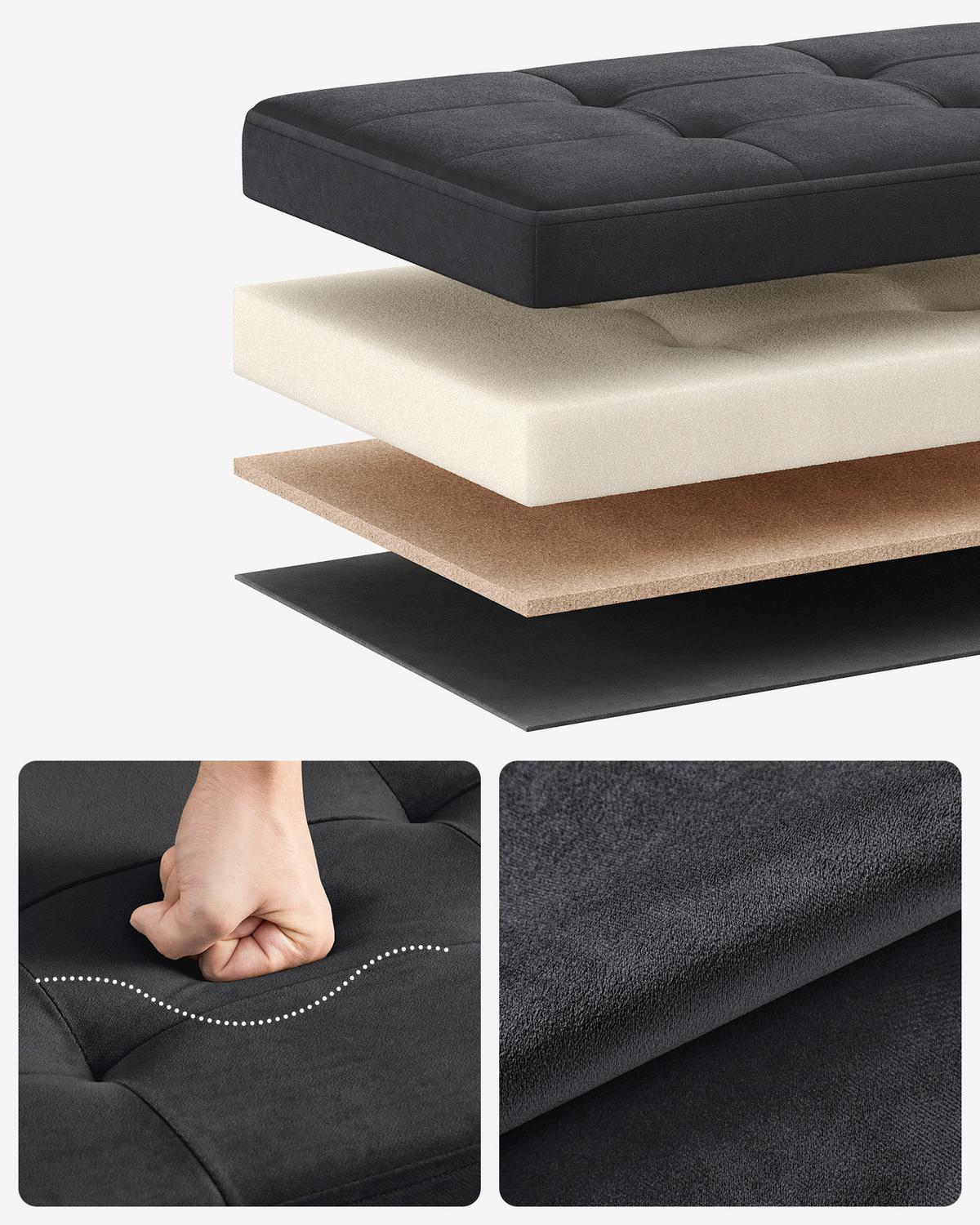 Sitzbox Schwarz B: 110cm - Schwarz, Basics, Holzwerkstoff/Textil (110/38/38cm)