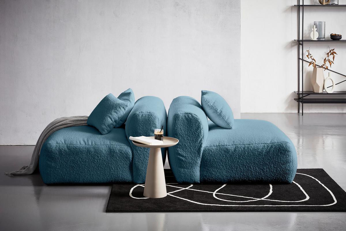 Modul Sofa Bloom 2er-sofa B: 100 Cm Blau - Blau, Trend, Textil (100/70/122cm) - Livetastic
