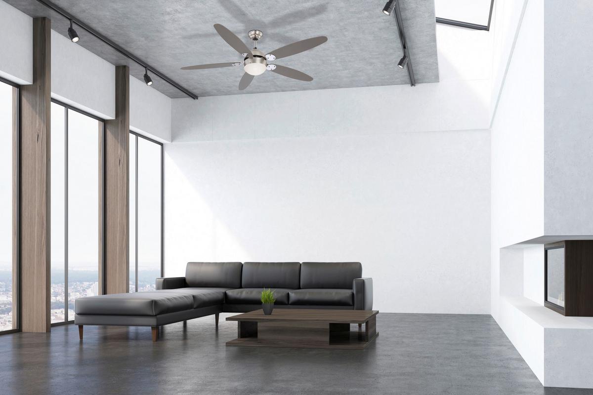 Deckenventilator Ante - Chromfarben/Buchefarben, Basics, Glas/Holzwerkstoff (132/40,6cm)