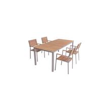 Gartentischgruppe Dallas/denver - Silberfarben/Braun, Basics, Holz/Metall - Gardenson