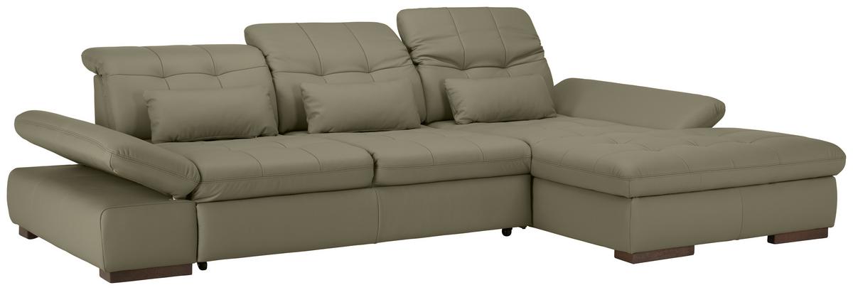 Rohová sedačka SANFINO, pravá, šedá pravá kůže - šedá/barvy chromu, Konvenční, kov/kůže (305/199cm) - Premium Living