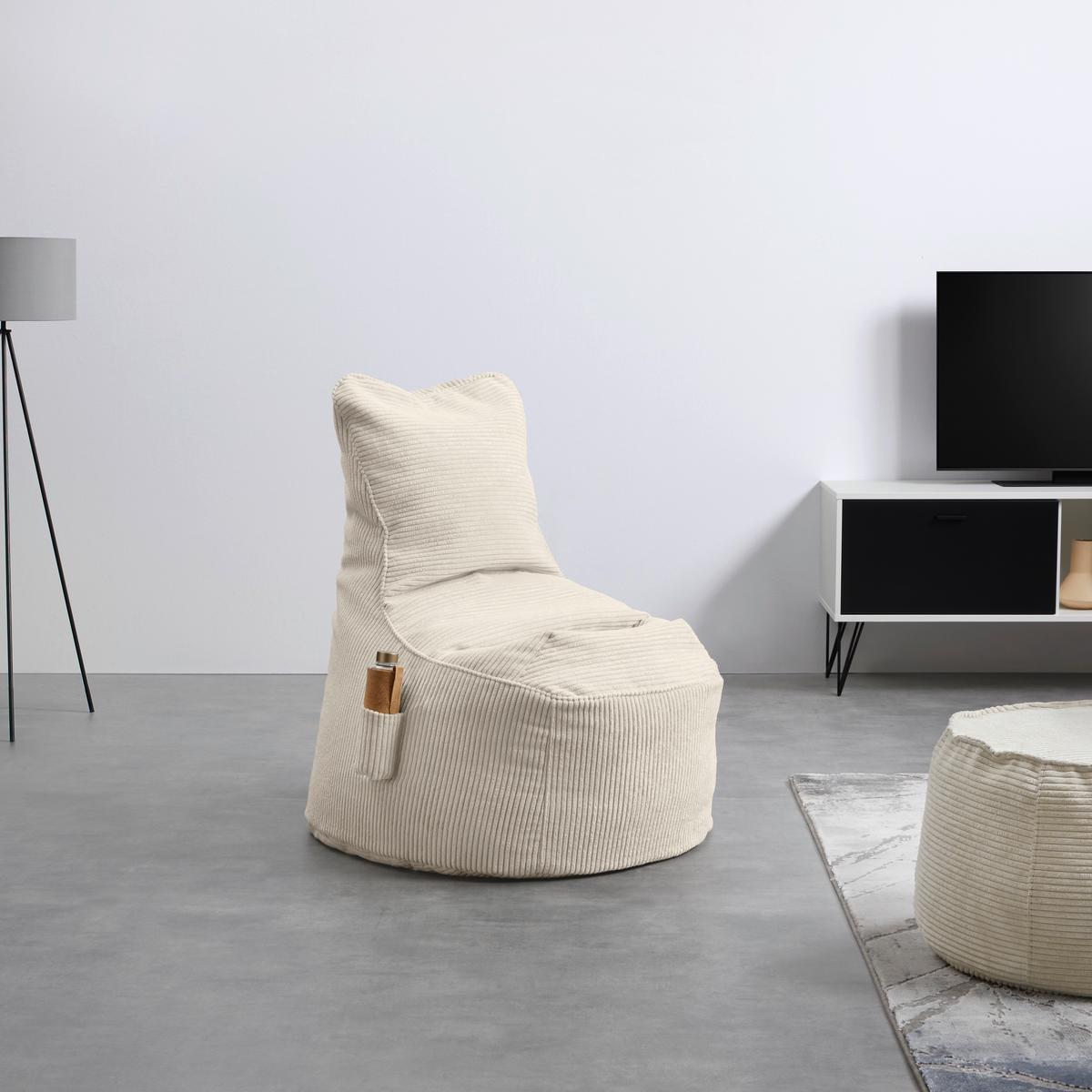 Sedací vak CORTONA CORD, bílý manšestr - bílá, Moderní, textil (85/100/85cm) - Mömax