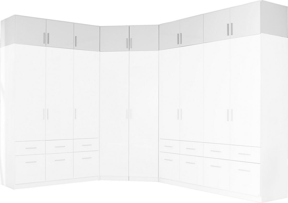 NÁSTAVEC NA ŠATNÍ SKŘÍŇ KE 3-DV. SKŘÍNI CELLE - bílá/barvy hliníku, Moderní, dřevo/plast (136/40/54cm)