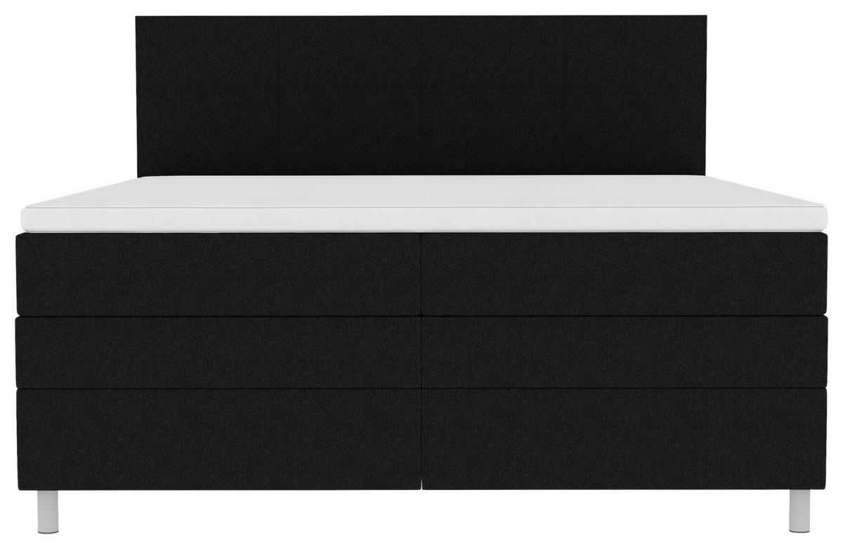 Boxspringbett mit Topper & Bettkasten 160x200 cm Messina - Chromfarben/Schwarz, KONVENTIONELL, Textil (160/200cm)