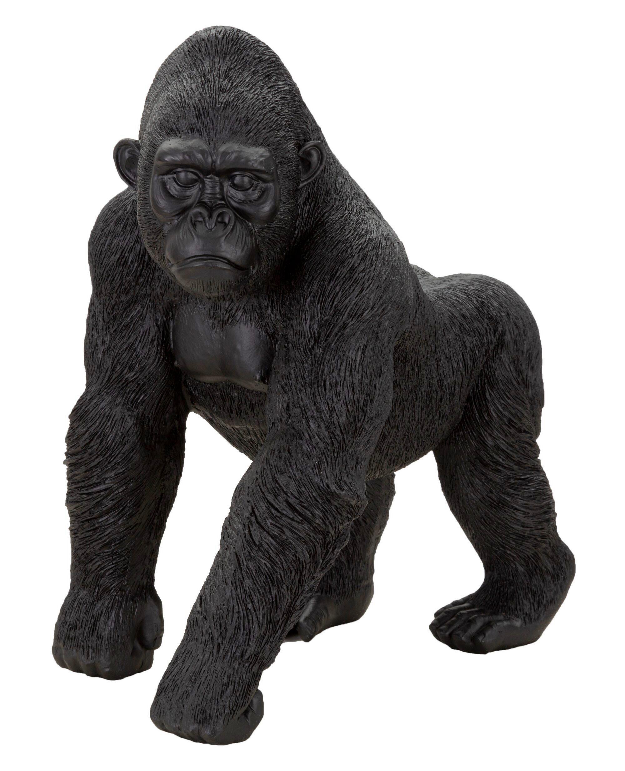Skulptur Black Gorilla Schwarz, B: 35 cm