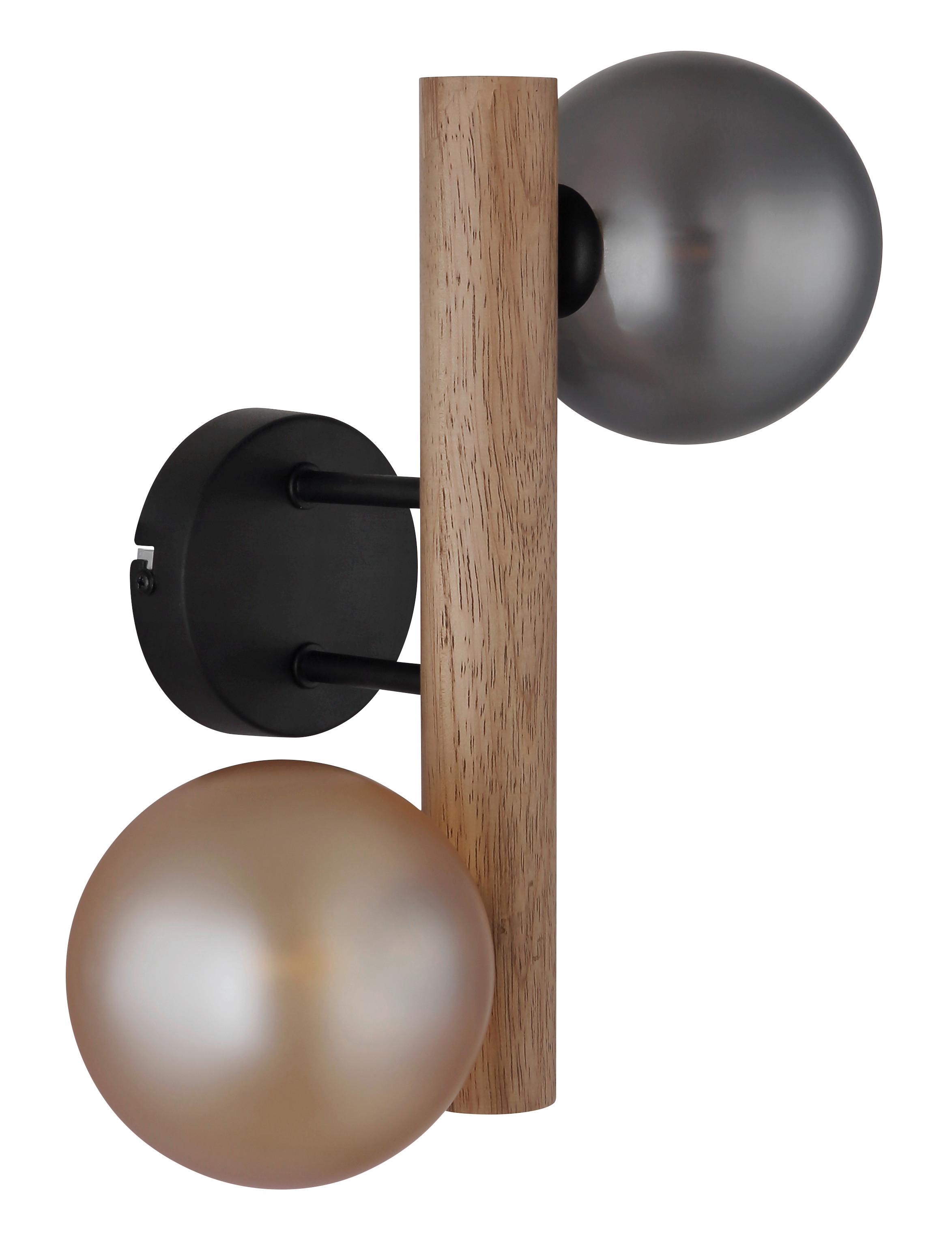 WANDLEUCHTE Exkl. 2xG9 5W - Dunkelbraun/Schwarz, Basics, Glas/Holz (16,5/32cm) - Globo