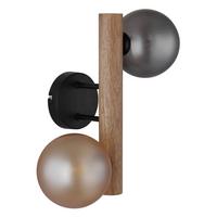 WANDLEUCHTE Exkl. 2xG9 5W - Dunkelbraun/Schwarz, Basics, Glas/Holz (16,5/32cm) - Globo